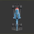 Blue Formula 1 Race Car With Streamlined Design Rear Wing And Shiny Wheels