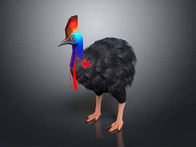 Exotic Cassowary Bird With Vibrant Head Blue Neck And Black Feathers 3d model
