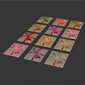 Multiple Gift Boxes With Red Bows Arranged Neatly On Dark Background 3d model