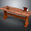 Rustic Wooden Bench With Natural Wood Grain And Sturdy Leg Structure Design