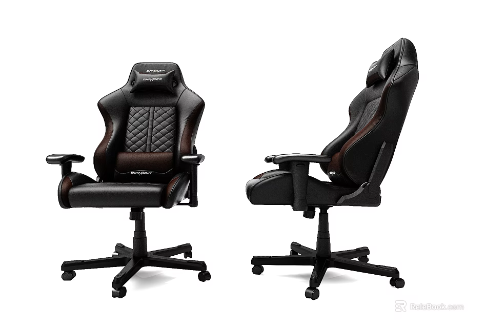 Ergonomic Black Leather Office Chair With Adjustable Back And Swivel Base 3d model 