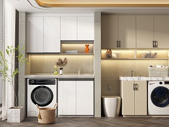 Modern Washing Machine Cabinet Balcony Cabinet 3d model