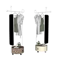 Modern Clothes Rack With Mirror Hanging Light Clothes And Bottom Storage Decorative Flowers