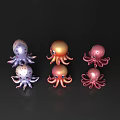 Six Cute Cartoon Octopus Characters With Colorful Bodies Big Eyes And Smiling Faces