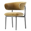 Modern Leisure Chair With Light Beige Upholstered Seat Curved Backrest And Wooden Legs