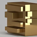 Golden Computer Chassis With Stacked Blocks Modular Design And Shiny Metallic Finish