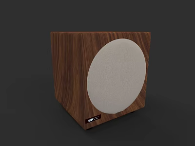 Modern Wooden Cube Shaped Speaker With Circular White Audio Unit Design 3d model