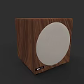 Modern Wooden Cube Shaped Speaker With Circular White Audio Unit Design 3d model