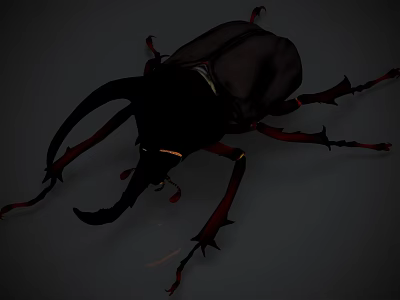 Horned Reptile Creature With Black Body Red Legs And Sharp Head Features 3d model