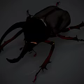 Horned Reptile Creature With Black Body Red Legs And Sharp Head Features 3d model