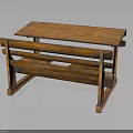Rustic Wooden Bench And Table Combination Furniture With Natural Wood Finish