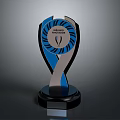 Transparent Melbourne Awards 2024 Trophy With Blue Silver Design And Black Base