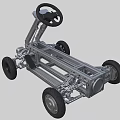 Industrial Equipment Car Chassis Metal Frame Structure with Steering Wheel and Wheels