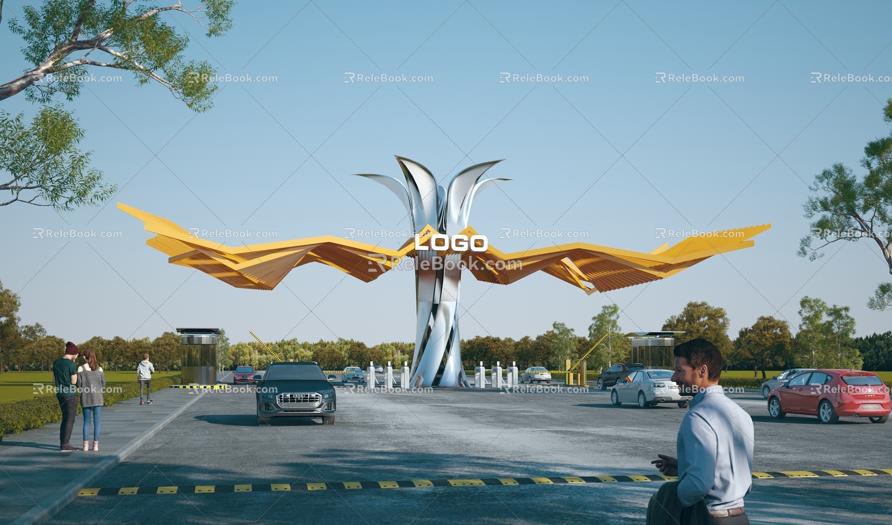 Modern Gate Gate Building Factory Gate Guard Recorder Room Gate Entrance Park Gate Gate Gate 3d model