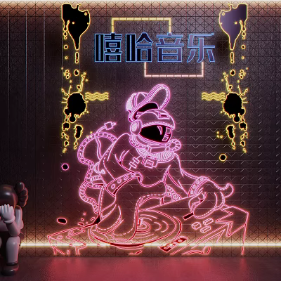 modern decorative lights astronaut neon 3d model