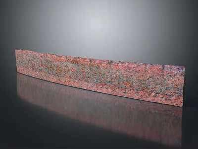 Curved Multicolored Brick Wall Architectural Design With Textured Surface And Reflection 3d model