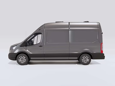 Gray Panel Van Exterior With Side View And Aerodynamic Body Design 3d model
