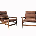 Modern Leisure Chair With Wooden Frame And Gray Brown Soft Cushions Design