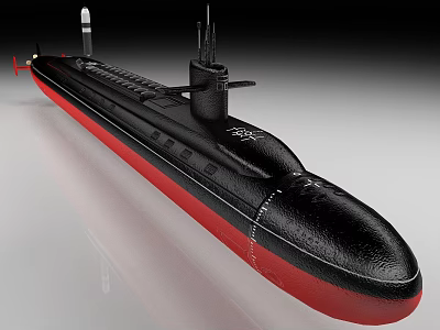 Advanced Military Submarine Weapon With Black Red Hull Modern Naval Design 3d model