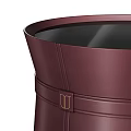 Modern Cylindrical Leather Side Tables In Different Colors With Sleek Design And Stitching Detail