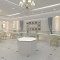 Jewelry Store With Glass Doors Golden Frames And Bright Interior Display Cases