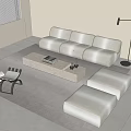 Sofa Coffee Table Combination Fabric Three-Seat Sofa Fabric Single Sofa Chair Casual Low Stool Marble Coffee Table Floor Lamp 3d model