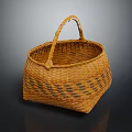 Brown Handwoven Basket With Handle And Woven Texture For Home Storage