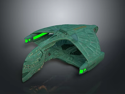 Futuristic Green Sci Fi Vehicle Featuring Glowing Accents And Textured Streamlined Design 3d model