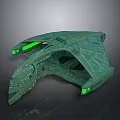 Futuristic Green Sci Fi Vehicle Featuring Glowing Accents And Textured Streamlined Design