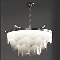 Modern Chandelier With White Wave Pattern Shade And Brass Metal Frame Design