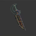 Ornate Purple Red Decorative Sword With Dragon Design On Hilt And Blade