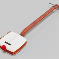 Handcrafted Chinese Traditional String Instrument With Wooden Neck White Body And Red Decoration
