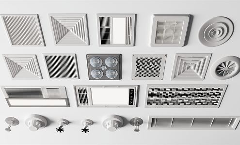 Modern air conditioner air outlet air conditioner outlet exhaust fan bath heater smoke detector 3d model