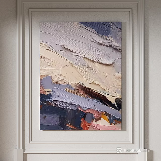 Abstract Painting With Thick Brushstrokes And Textured Surface For Interior Wall Decor 3d model 