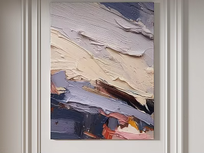 Abstract Painting With Thick Brushstrokes And Textured Surface For Interior Wall Decor 3d model