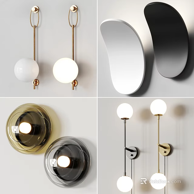 Modern Wall Lamps With Stylish Metal Glass Shades Round Spherical Shapes For Home Interior 3d model 