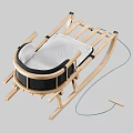 Wooden Rocking Chairs With Gray White Cushions And Sleigh Base Design