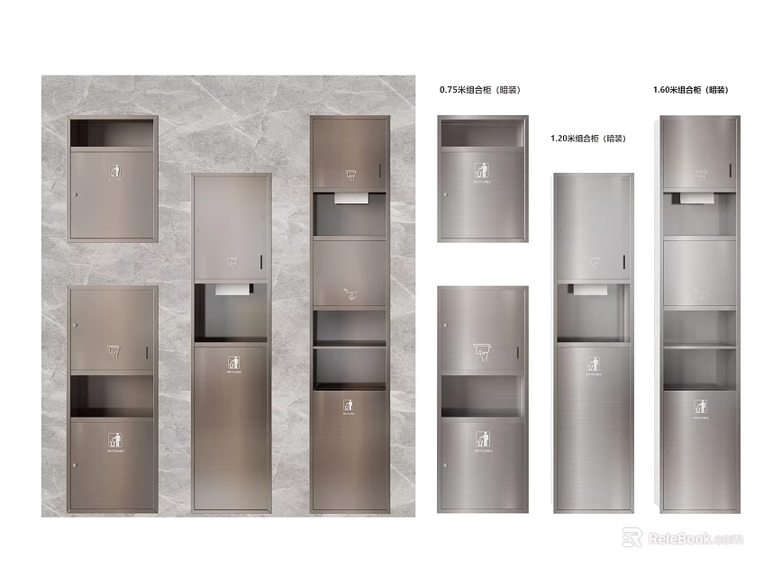 Public Facilities With Stainless Steel Lockers For Modern Functional Storage Solutions 3d model