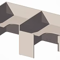 Modular Office Workstation Desk With Partition Panels Drawers And Desktop