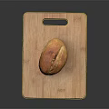 Freshly Baked Golden Bread On Rustic Wooden Cutting Board For Serving