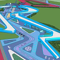 Children's Play Area Design With Colorful Slides Running Tracks And Sports Courts