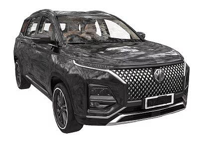 Sleek Black SUV With Luxury Front Grille Glossy Exterior And Brown Interior 3d model