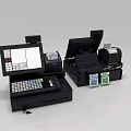 Commercial POS Systems With Touch Screen Display Integrated Keyboard Receipt Printer And QR Code Stickers