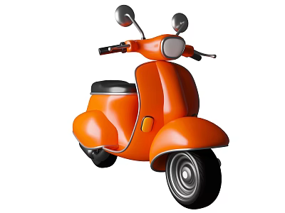 Orange Vintage Scooter Motorcycle With Classic Design Black Seat Round Headlights And Rearview Mirrors 3d model