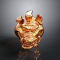 Glossy Bronze Dragon Head Sculpture With Detailed Facial Features And Horns