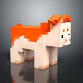 Cute Pixel Art Puppy With Orange And White Fur Standing On Dark Background