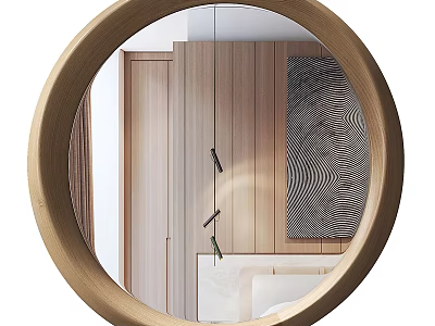 Modern Wooden Decorative Cabinet With Metal Handles And Marble Top In Interior Design 3d model