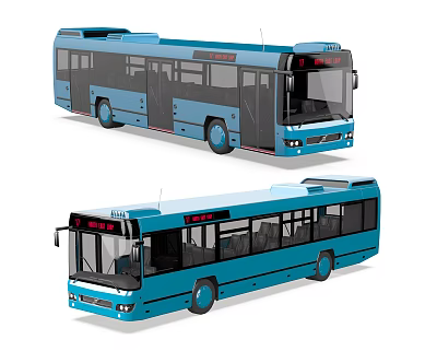 Blue Modern City Bus Exterior Design With Large Windows And Doors 3d model Blue Modern City Bus Exterior Design With Large Windows And Doors 3d model