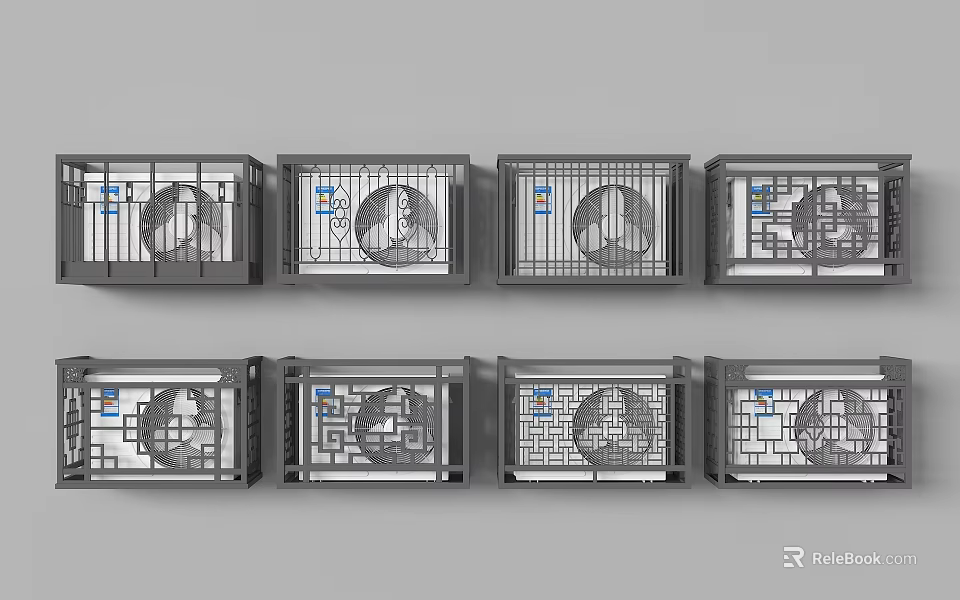 Multiple Fence Design Options Featuring Grid Structures And Varied Styles 3d model
