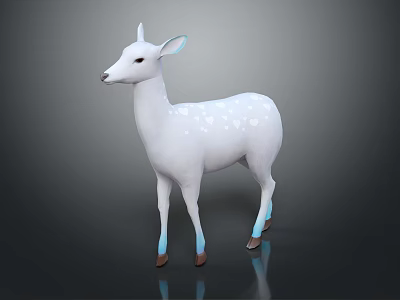 White Deer With Blue Ears And Hooves Featuring White Spots In 3D Render Design 3d model